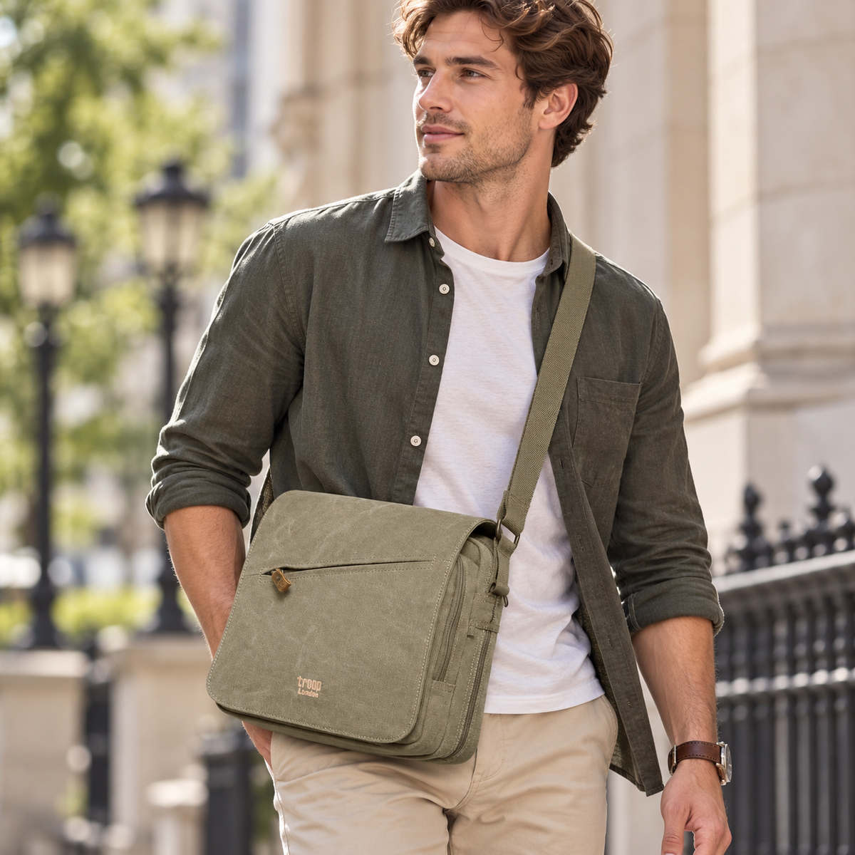TROOP  LONDON TRP0238 CLASSIC CANVAS CROSSBODY SHOULDER BAG UNISEX GIFT