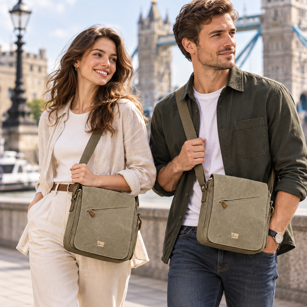 TROOP  LONDON TRP0238 CLASSIC CANVAS CROSSBODY SHOULDER BAG UNISEX GIFT