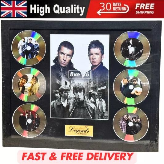 OASIS LIVE 25 MEMORABILIA FRAMED PICTURE PRESENTATION DISC SET LEGENDS OF MUSIC UK STOCK