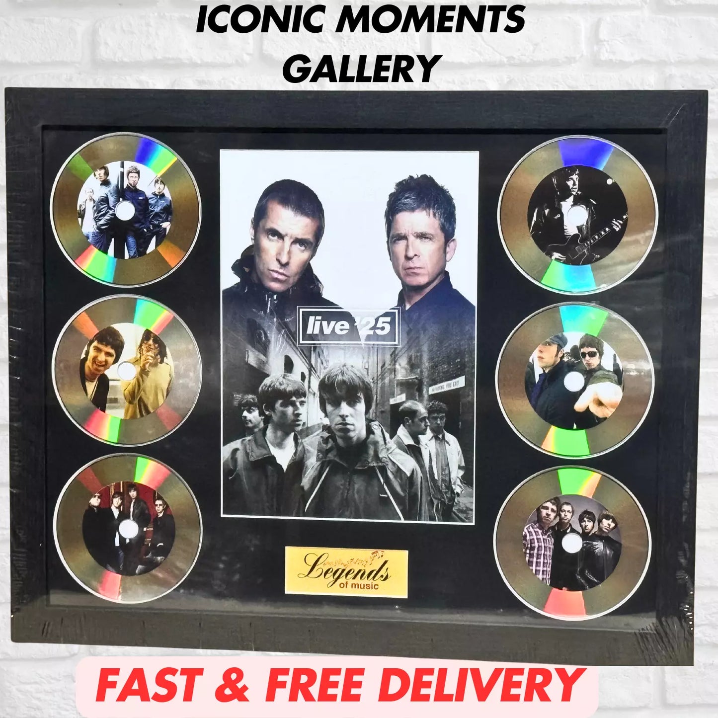 OASIS LIVE 25 MEMORABILIA FRAMED PICTURE PRESENTATION DISC SET LEGENDS OF MUSIC UK STOCK