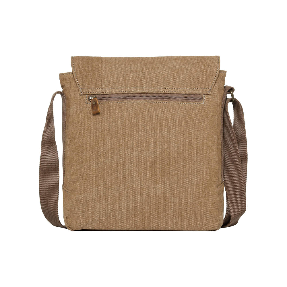 TROOP LONDON TRP0219 CLASSIC CANVAS CROSSBODY SHOULDER BAG KHAKI UNISEX