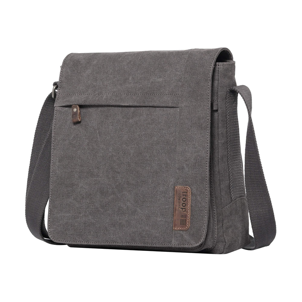 TROOP LONDON TRP0219 CLASSIC CANVAS CROSSBODY SHOULDER BAG KHAKI UNISEX