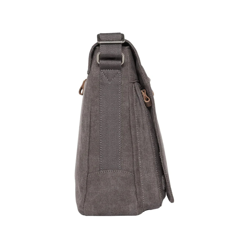 TROOP LONDON TRP0219 CLASSIC CANVAS CROSSBODY SHOULDER BAG KHAKI UNISEX