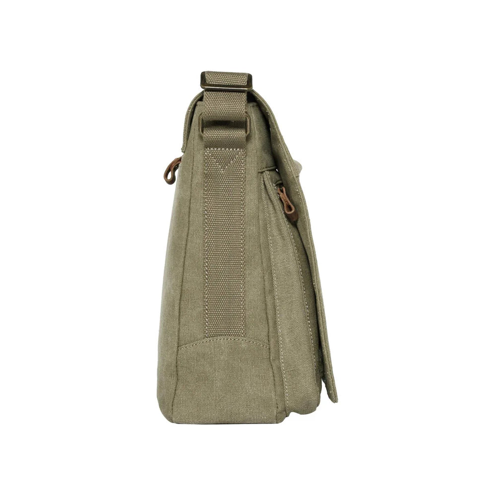 TROOP LONDON TRP0219 CLASSIC CANVAS CROSSBODY SHOULDER BAG KHAKI UNISEX