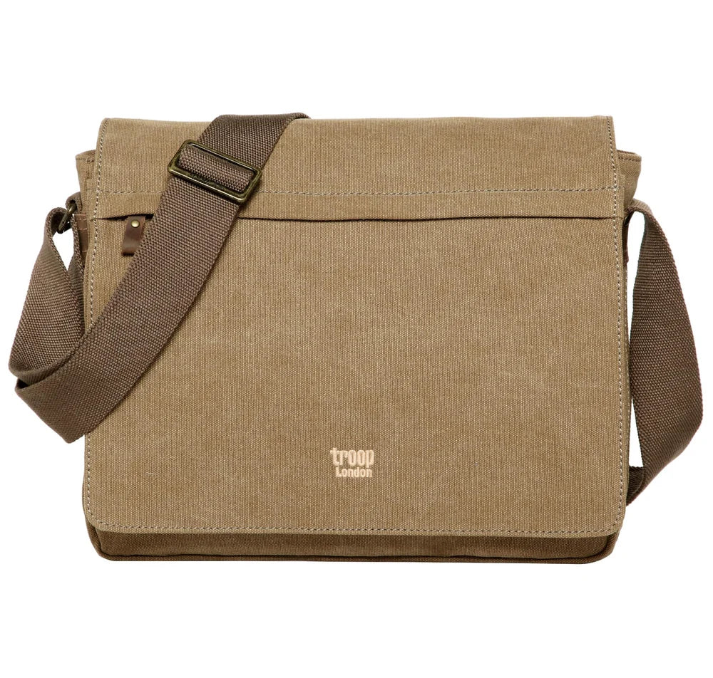 NEW TROOP LONDON TRP0240 CANVAS LAPTOP MESSENGER BAG 16.5INCH CROSSBODY SHOULDER