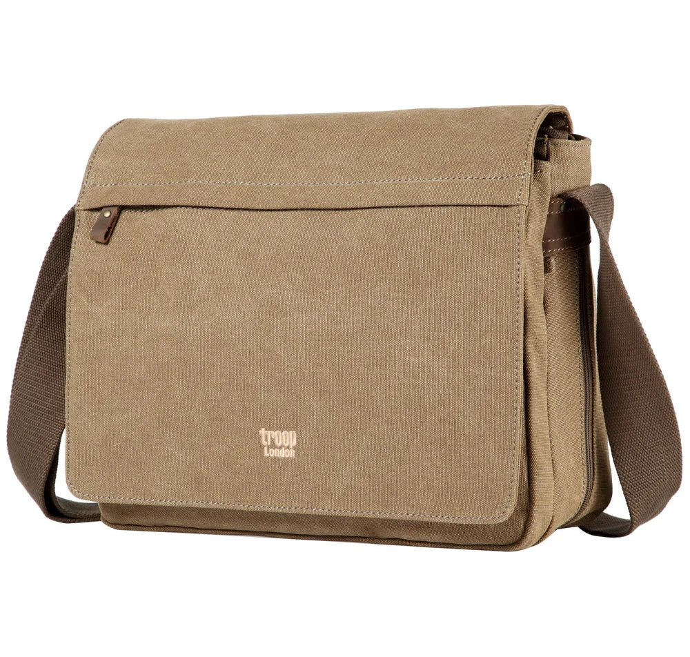 NEW TROOP LONDON TRP0240 CANVAS LAPTOP MESSENGER BAG 16.5INCH CROSSBODY SHOULDER