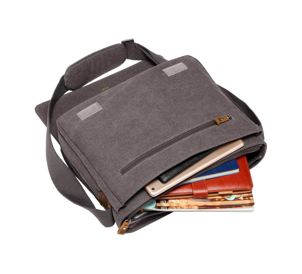 NEW TROOP LONDON TRP0240 CANVAS LAPTOP MESSENGER BAG 16.5INCH CROSSBODY SHOULDER