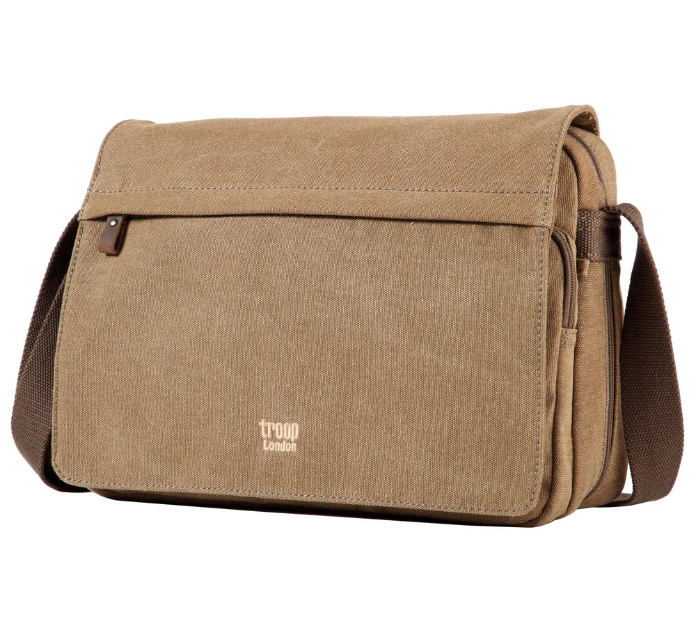 TROOP LONDON TRP0241 CLASSIC CANVAS CROSSBODY SHOULDER BAG WORK MESSENGER UNISEX