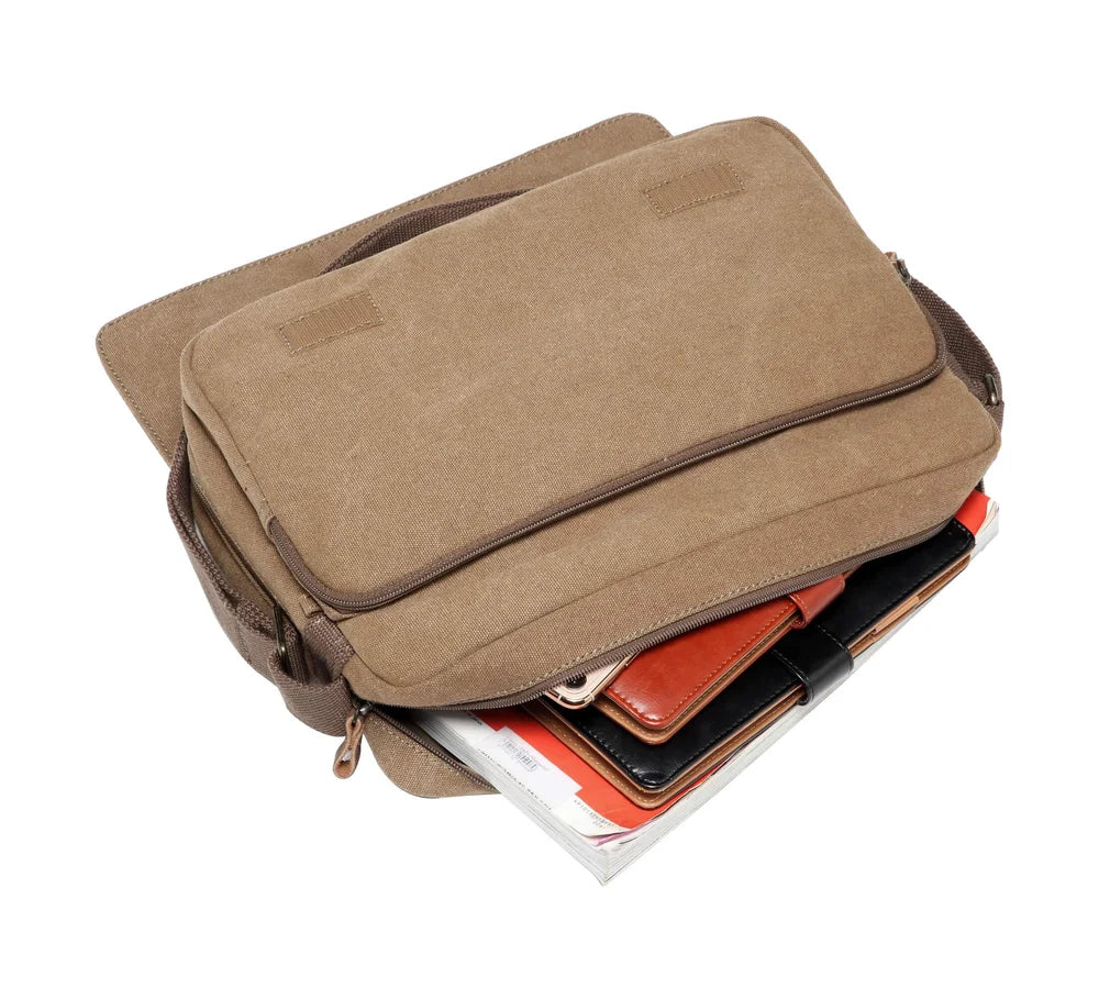 TROOP LONDON TRP0241 CLASSIC CANVAS CROSSBODY SHOULDER BAG WORK MESSENGER UNISEX
