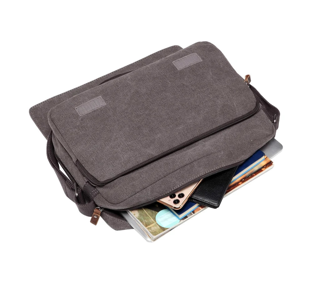 TROOP LONDON TRP0241 CLASSIC CANVAS CROSSBODY SHOULDER BAG WORK MESSENGER UNISEX