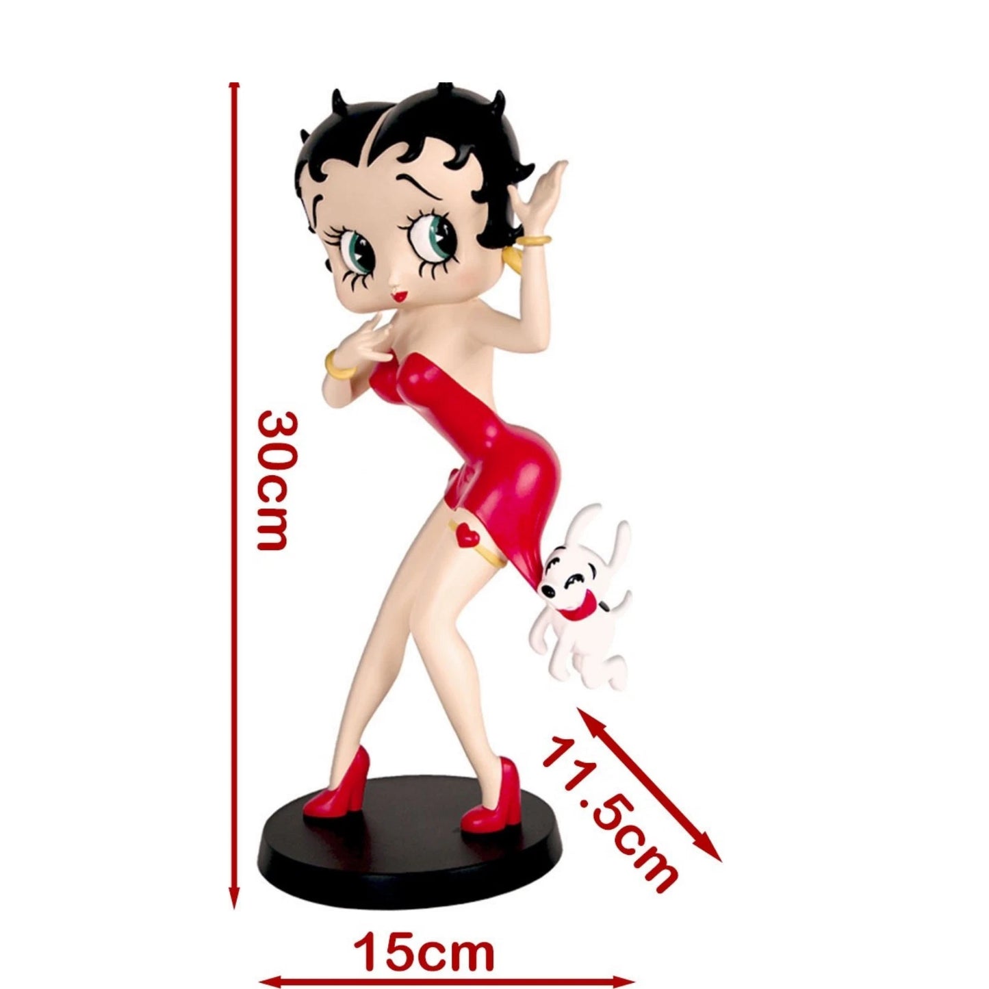 BETTY BOOP FIGURINE HOLDING DOG GARTER RED DRESS COLLECTIBLE 33CM FIGURE GIFT UK STOCK
