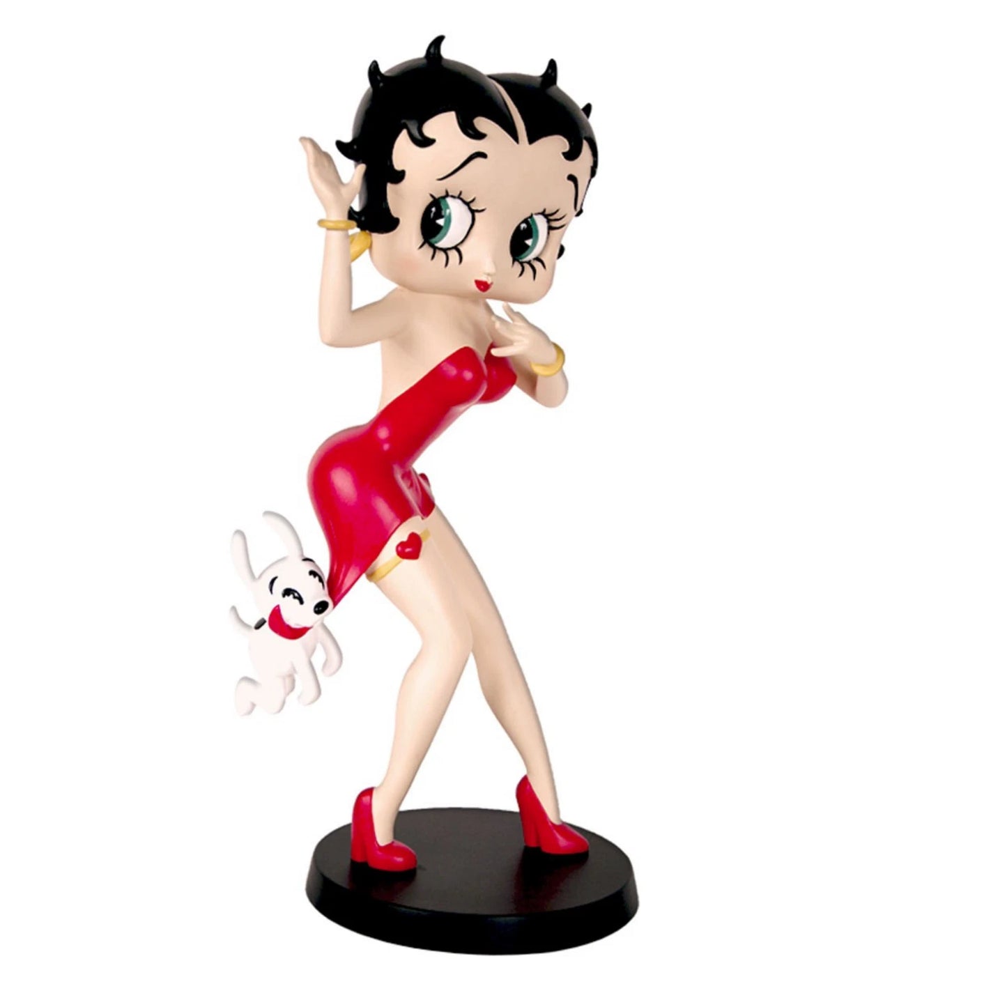 BETTY BOOP FIGURINE HOLDING DOG GARTER RED DRESS COLLECTIBLE 33CM FIGURE GIFT UK STOCK