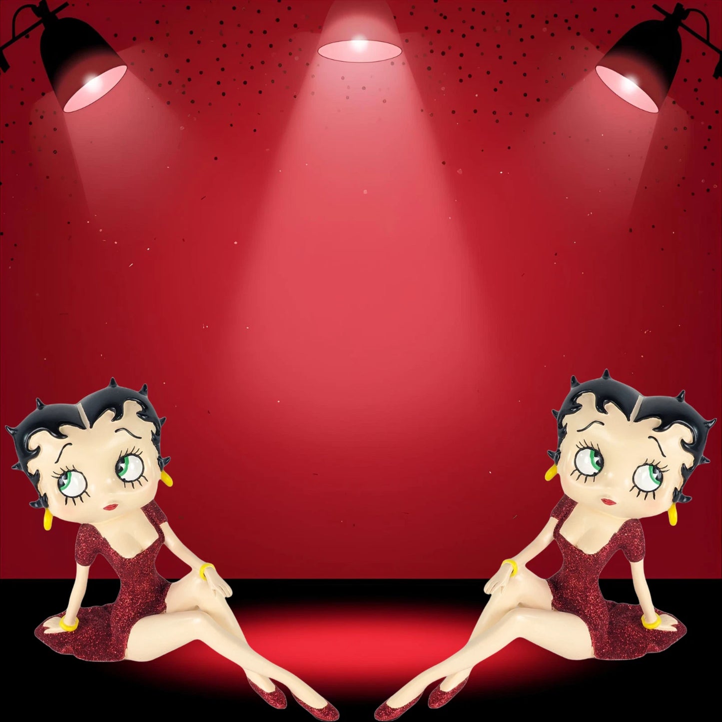 BETTY BOOP DEMURE RED GLITTER DRESS FIGURINE ORNAMENT COLLECTIBLE 21.5CM GIFT UK STOCK