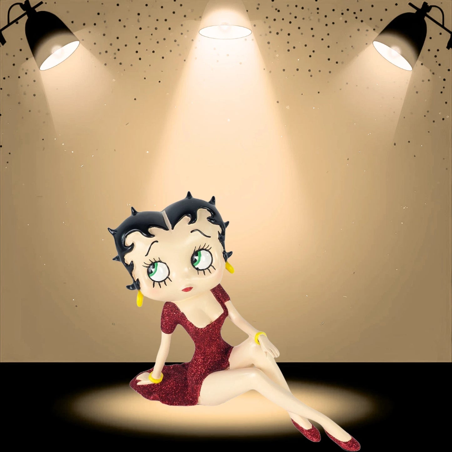 BETTY BOOP DEMURE RED GLITTER DRESS FIGURINE ORNAMENT COLLECTIBLE 21.5CM GIFT UK STOCK
