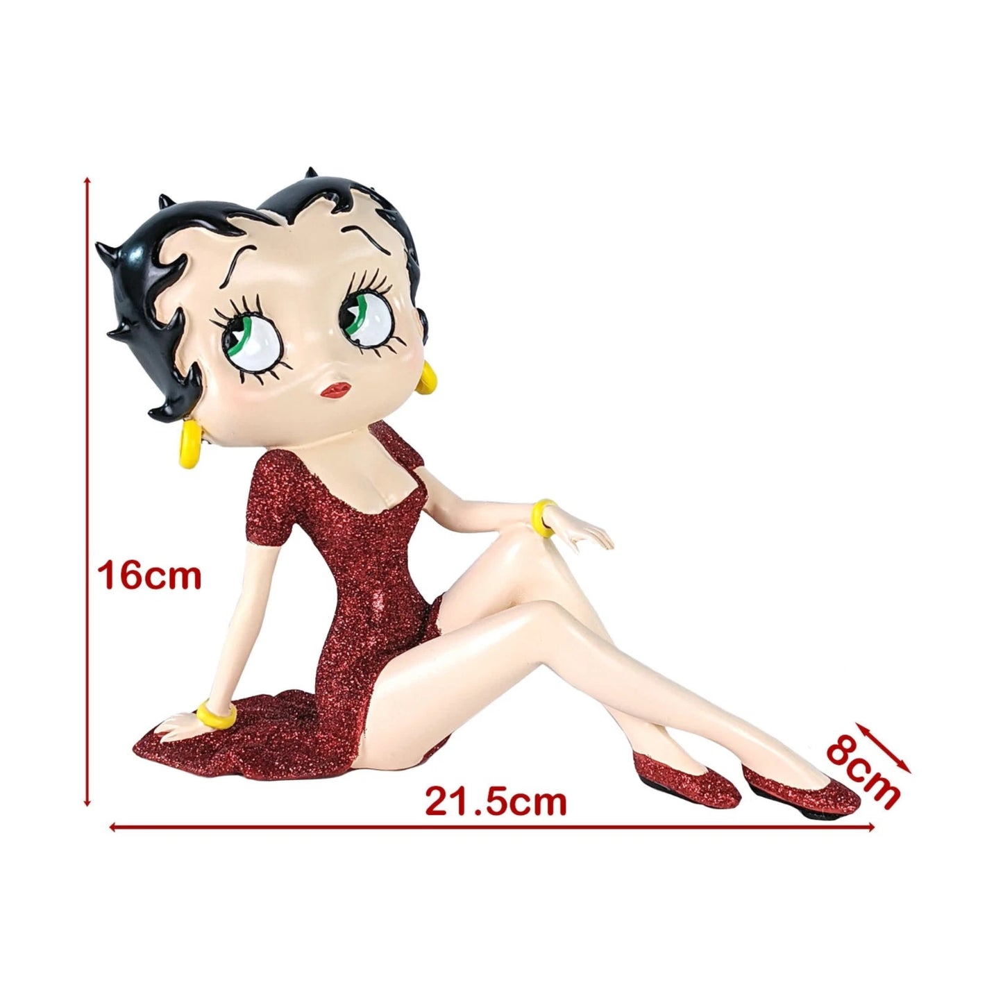 BETTY BOOP DEMURE RED GLITTER DRESS FIGURINE ORNAMENT COLLECTIBLE 21.5CM GIFT UK STOCK