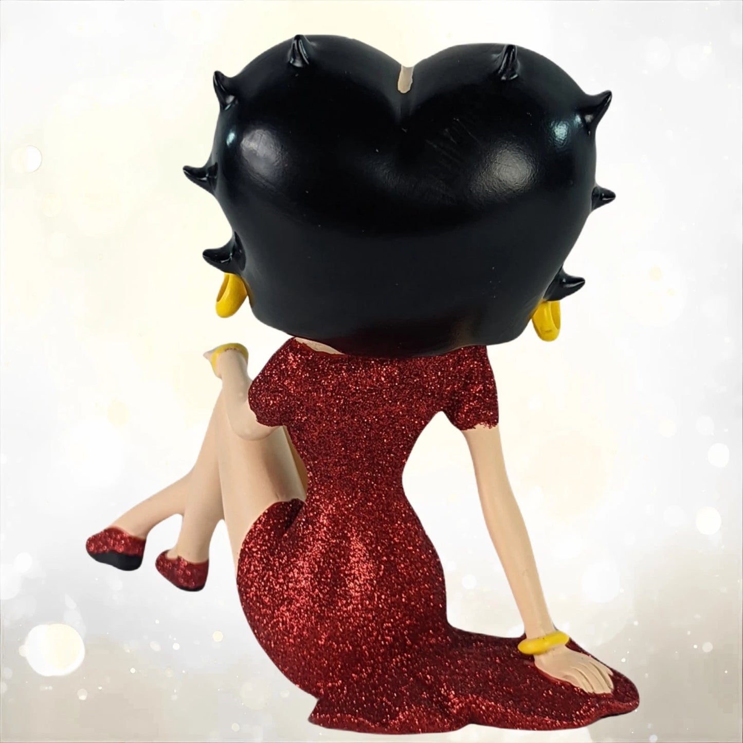 BETTY BOOP DEMURE RED GLITTER DRESS FIGURINE ORNAMENT COLLECTIBLE 21.5CM GIFT UK STOCK