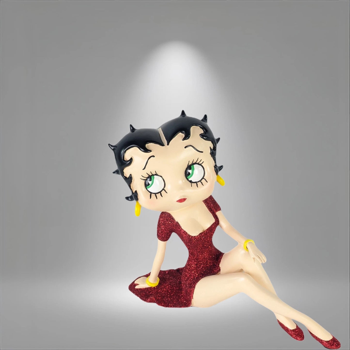 BETTY BOOP DEMURE RED GLITTER DRESS FIGURINE ORNAMENT COLLECTIBLE 21.5CM GIFT UK STOCK