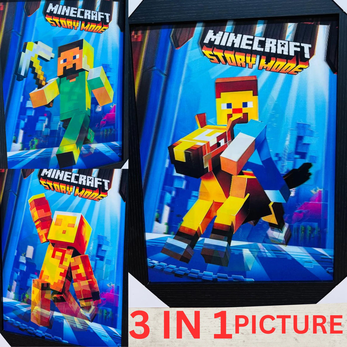 NEW MINECRAFT 3D WALL ART POSTER PRINT PICTURE FRAMED KIDS ROOM DECOR UK