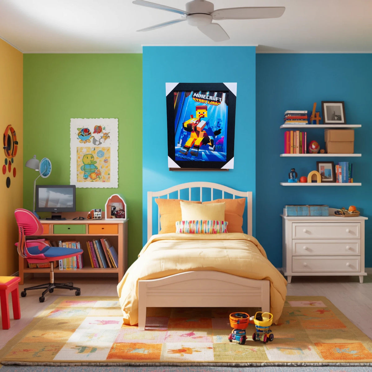 NEW MINECRAFT 3D WALL ART POSTER PRINT PICTURE FRAMED KIDS ROOM DECOR UK