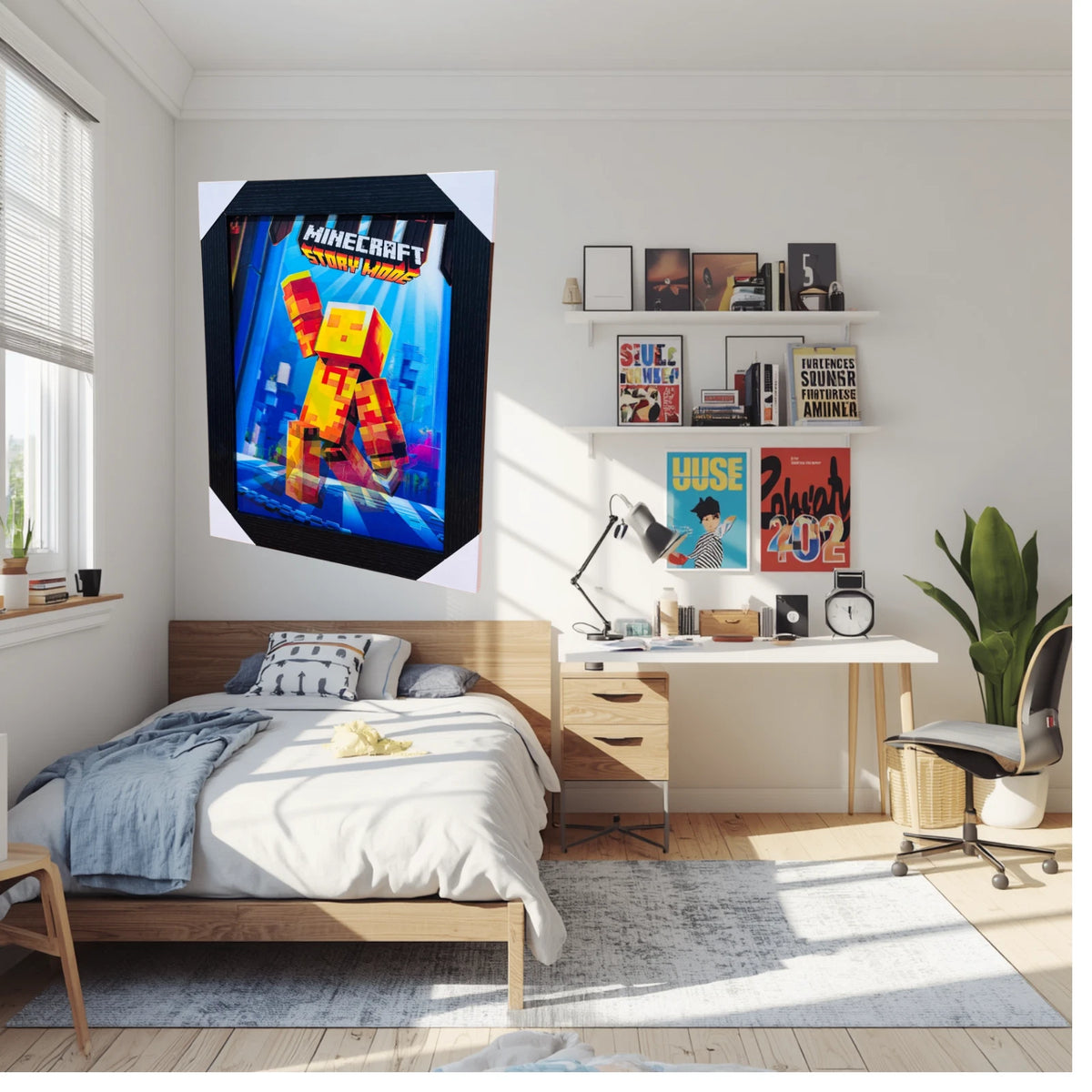 NEW MINECRAFT 3D WALL ART POSTER PRINT PICTURE FRAMED KIDS ROOM DECOR UK