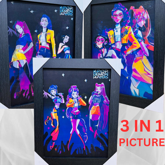 NEW K-POP DEMON HUNTERS 3D WALL ART POSTER PRINT PICTURE FRAMED ROOM DECOR UK