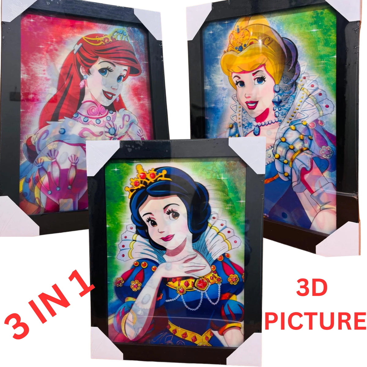 NEW DISNEY PRINCESSES 3D WALL ART POSTER FRAMED PRINT KIDS ROOM DECOR GIFT UK