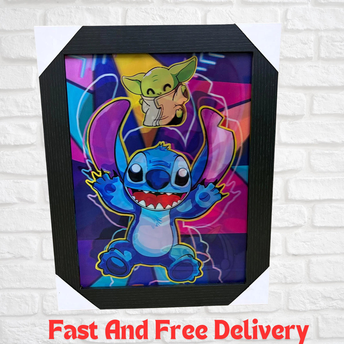 NEW DISNEY LILO & STITCH FRAMED PICTURE ARTWORK WALL ART BEDROOM DECOR GIFT UK