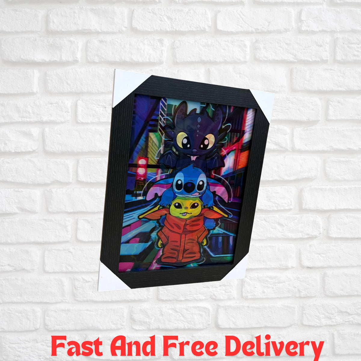 NEW DISNEY LILO & STITCH FRAMED PICTURE ARTWORK WALL ART BEDROOM DECOR GIFT UK