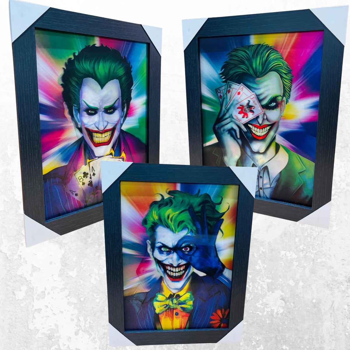 JOKER 3D FRAMED PICTURE - 3 ICONIC IMAGES IN 1 FRAME - COMIC VILLAIN ART PIECE