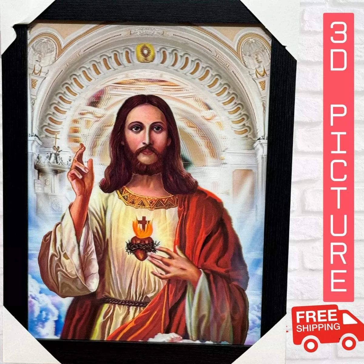 JESUS CHRIST 3D FRAMED PICTURE - INSPIRATIONAL RELIGIOUS ARTWORK - READY TO HANG