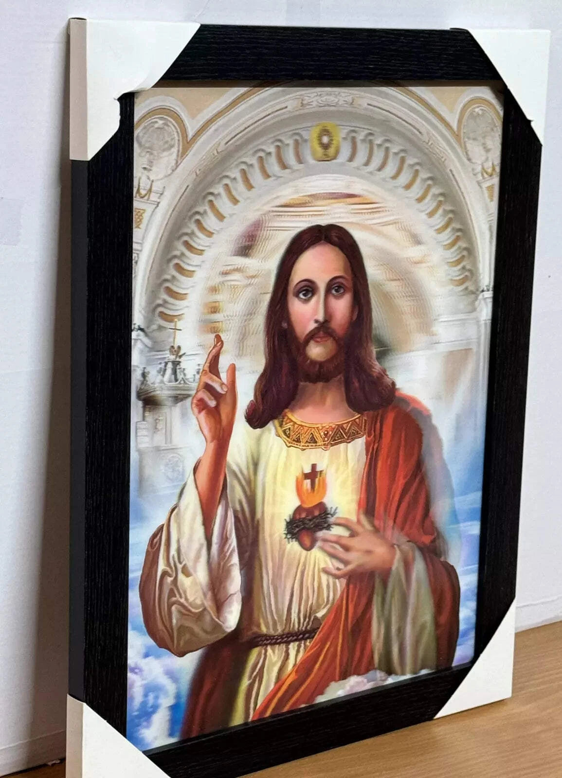 JESUS CHRIST 3D FRAMED PICTURE - INSPIRATIONAL RELIGIOUS ARTWORK - READY TO HANG