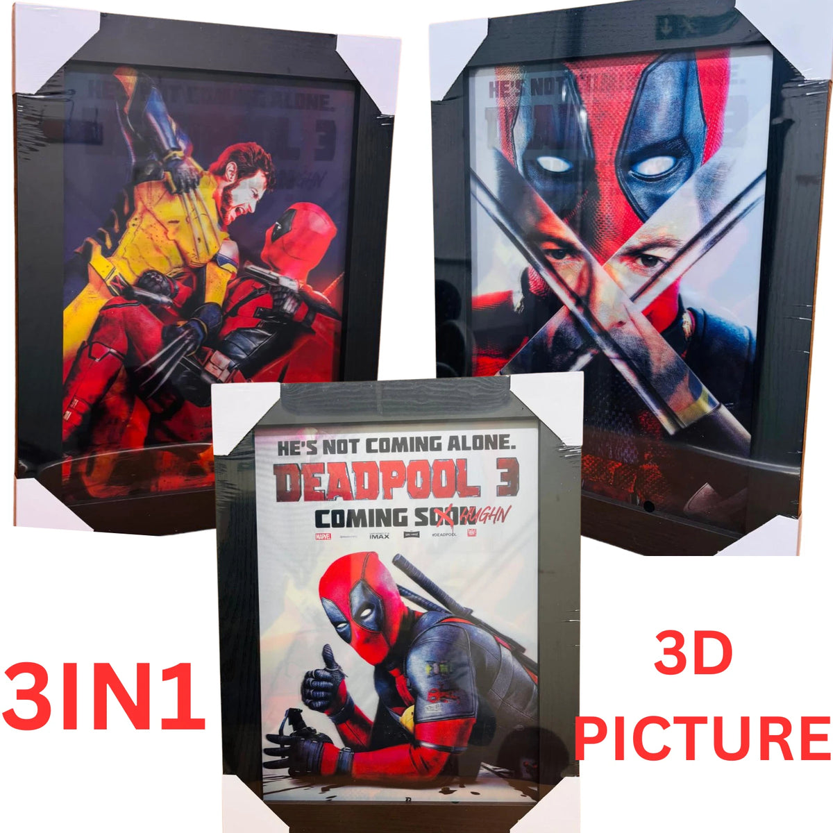 DEADPOOL 3D FRAMED PICTURE 3 IMAGES IN 1 FRAME MARVEL ANTIHERO WALL ART GIFT UK