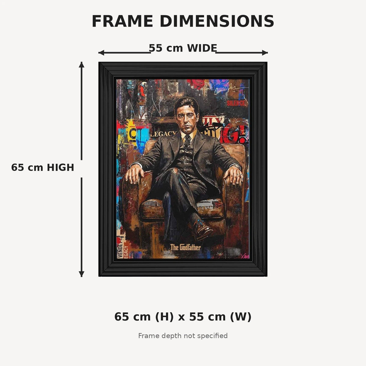 THE GODFATHER ALPACINO FRAMED LIQUID WALL ART PICTURE 65X55CM MOVIE CINEMA DECOR