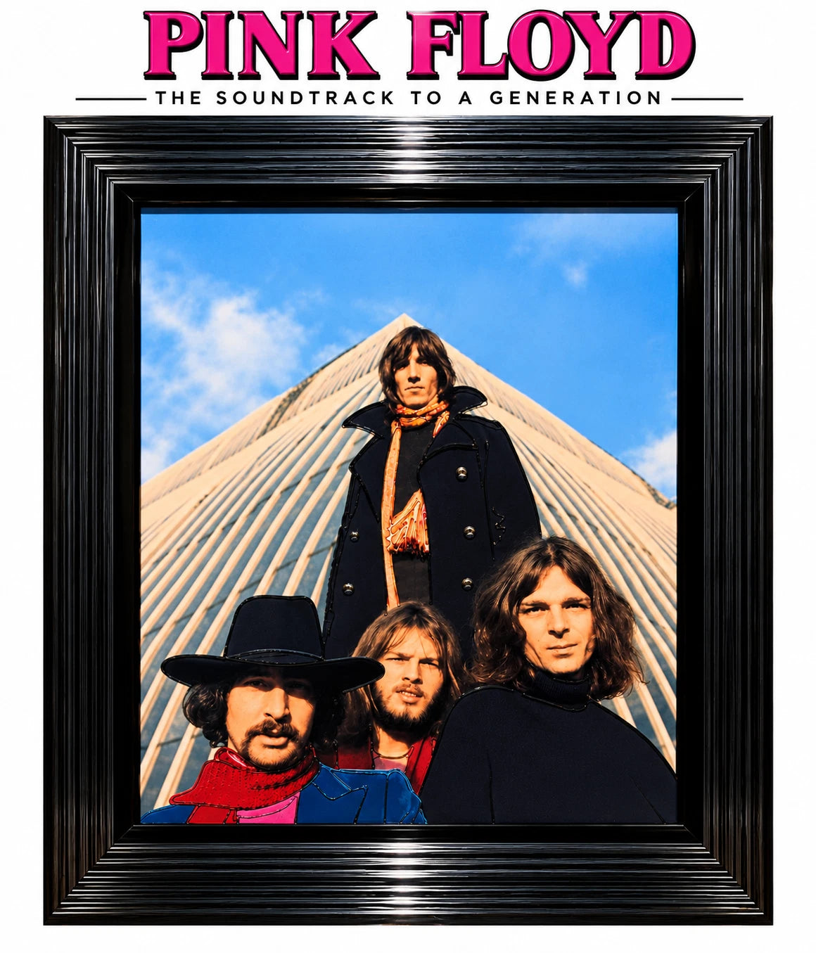 PINK FLOYD 3D LIQUID ART FRAMED PICTURE 65X55CM ROCK BAND MUSIC WALL DECOR GIFT