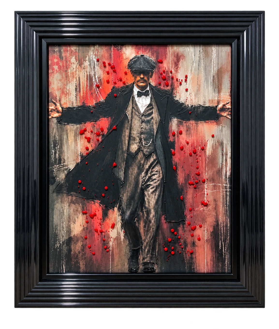 PEAKY BLINDERS THOMAS SHELBY 3D LIQUID ART FRAMED PICTURE 65X55CM BLACK FRAME UK