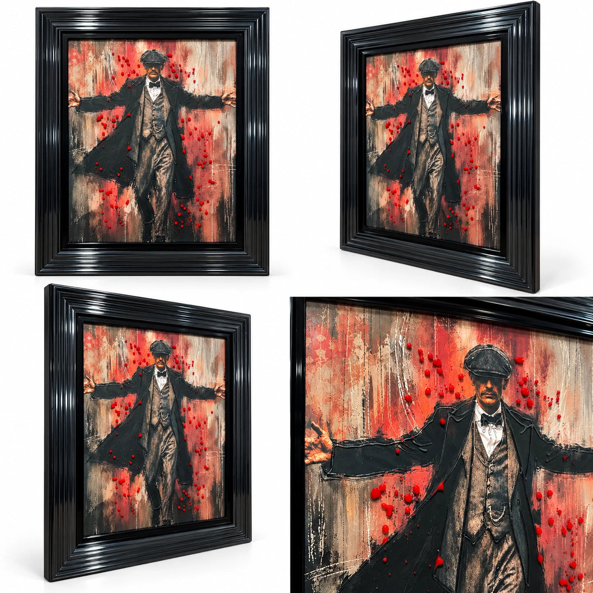 PEAKY BLINDERS THOMAS SHELBY 3D LIQUID ART FRAMED PICTURE 65X55CM BLACK FRAME UK