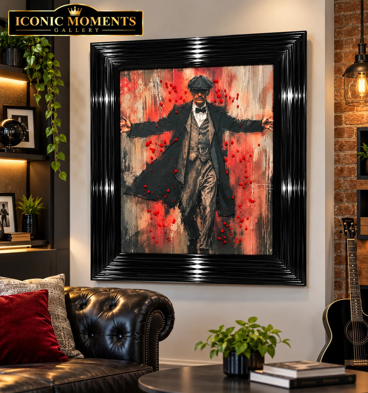PEAKY BLINDERS THOMAS SHELBY 3D LIQUID ART FRAMED PICTURE 65X55CM BLACK FRAME UK