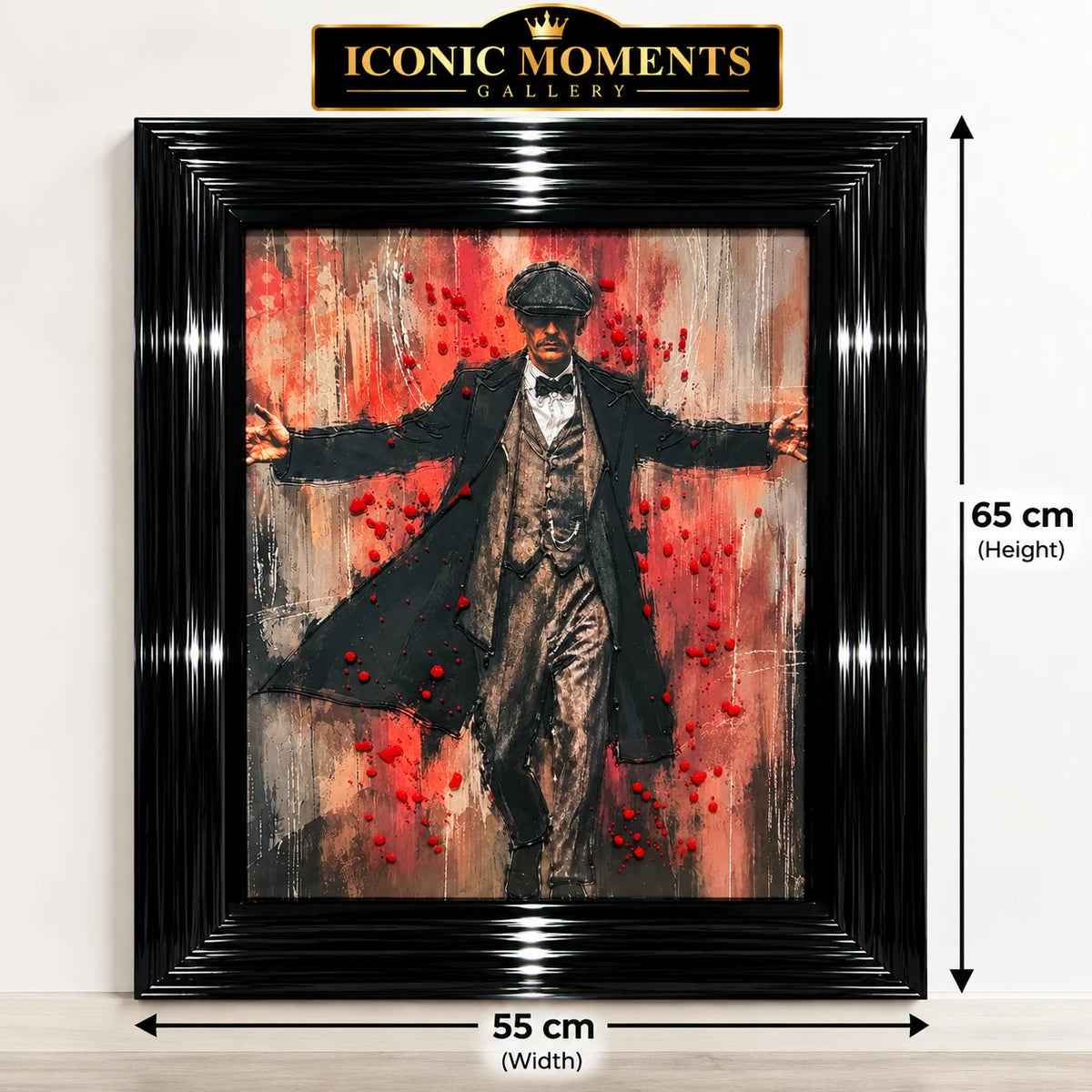 PEAKY BLINDERS THOMAS SHELBY 3D LIQUID ART FRAMED PICTURE 65X55CM BLACK FRAME UK