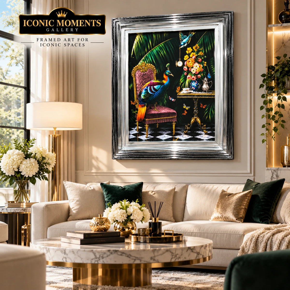 PEACOCK 3D LIQUID ART FRAMED WALL PICTURE 65X55CM TROPICAL BIRD HOME DECOR GIFT