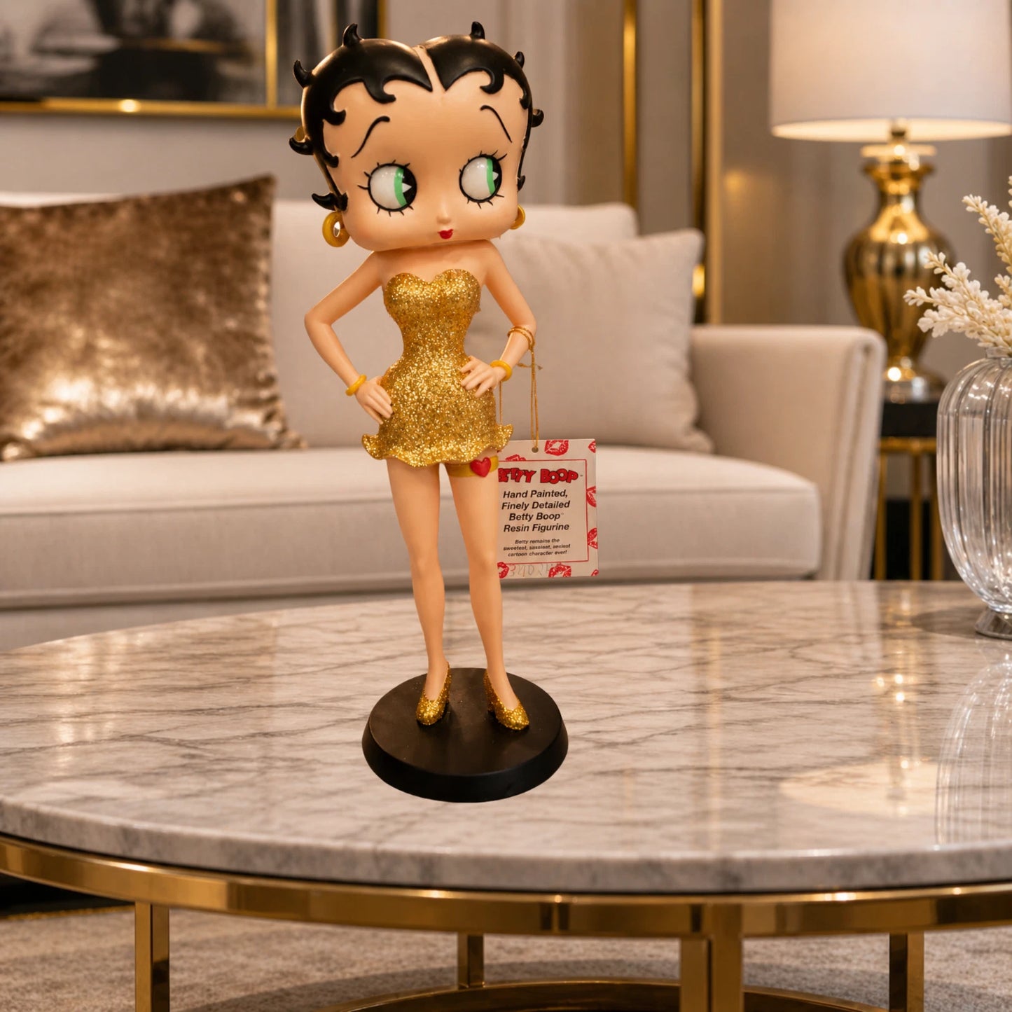 BETTY BOOP GOLD GLITTER GARTER DRESS FIGURINE VINTAGE COLLECTIBLE ORNAMENT GIFT UK STOCK