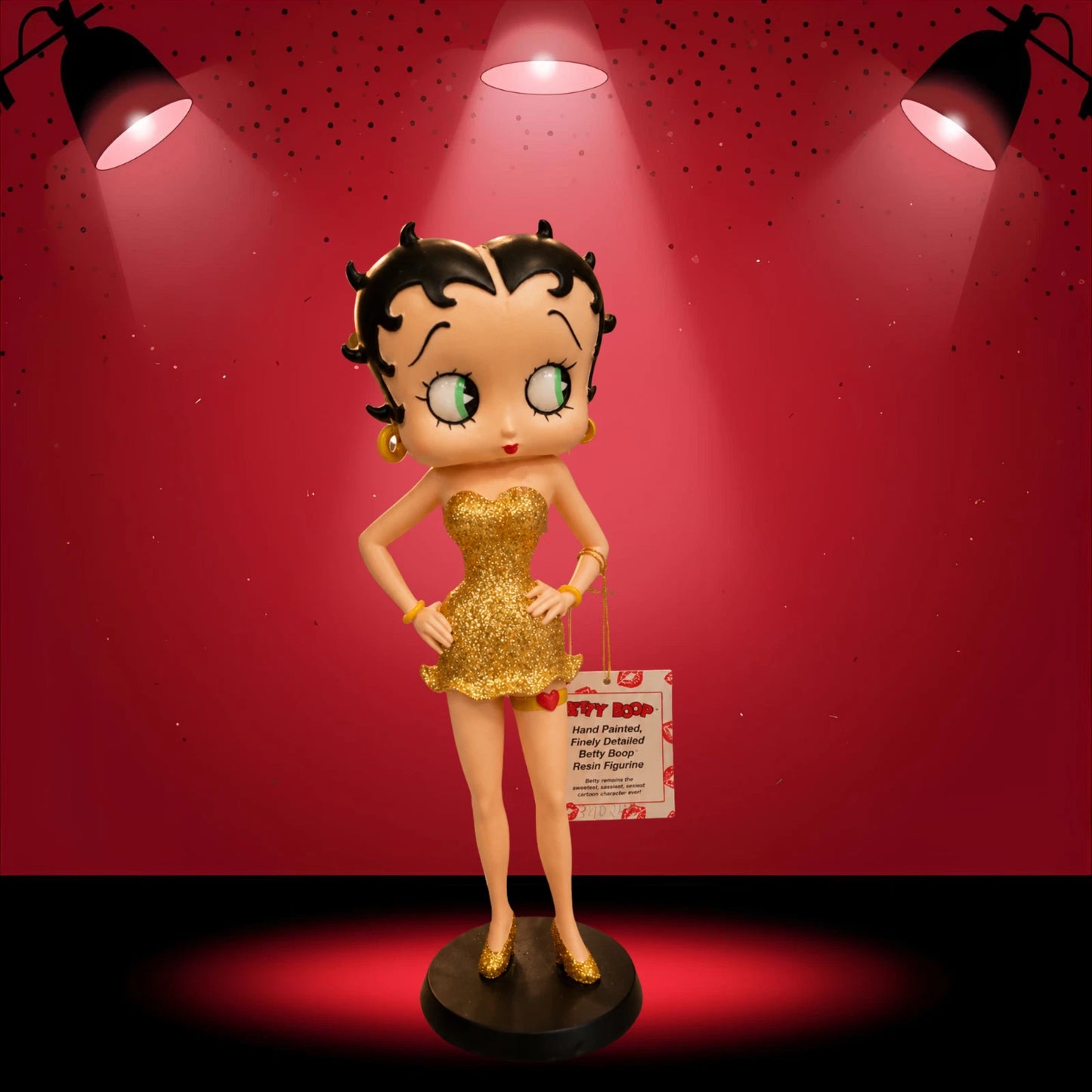 BETTY BOOP GOLD GLITTER GARTER DRESS FIGURINE VINTAGE COLLECTIBLE ORNAMENT GIFT UK STOCK
