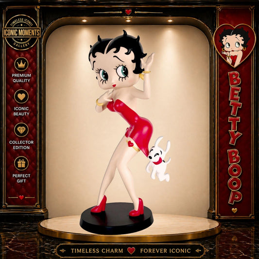 BETTY BOOP FIGURINE HOLDING DOG GARTER RED DRESS COLLECTIBLE 33CM FIGURE GIFT UK STOCK