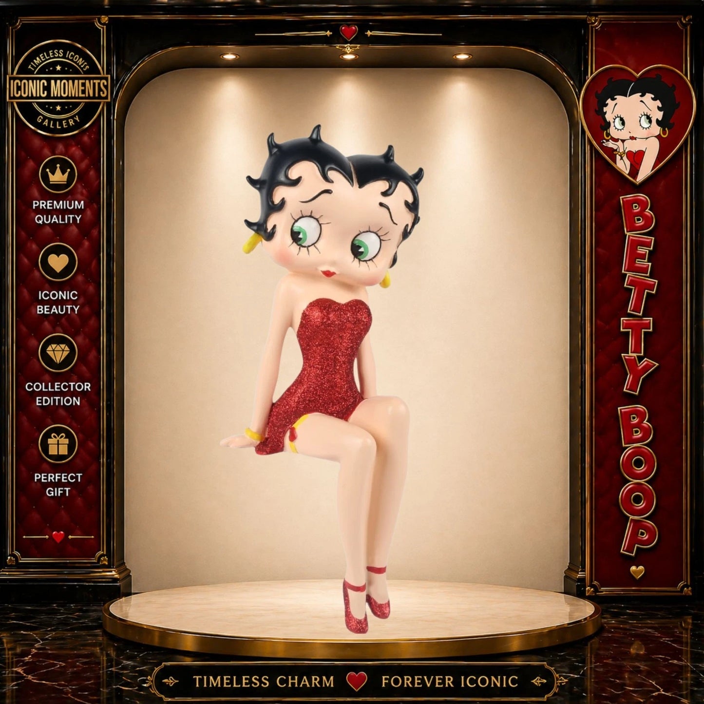 NEW BETTY BOOP SHELF SITTER RED DRESS FIGURINE VINTAGE ORNAMENT GIFT COLLECTIBLE