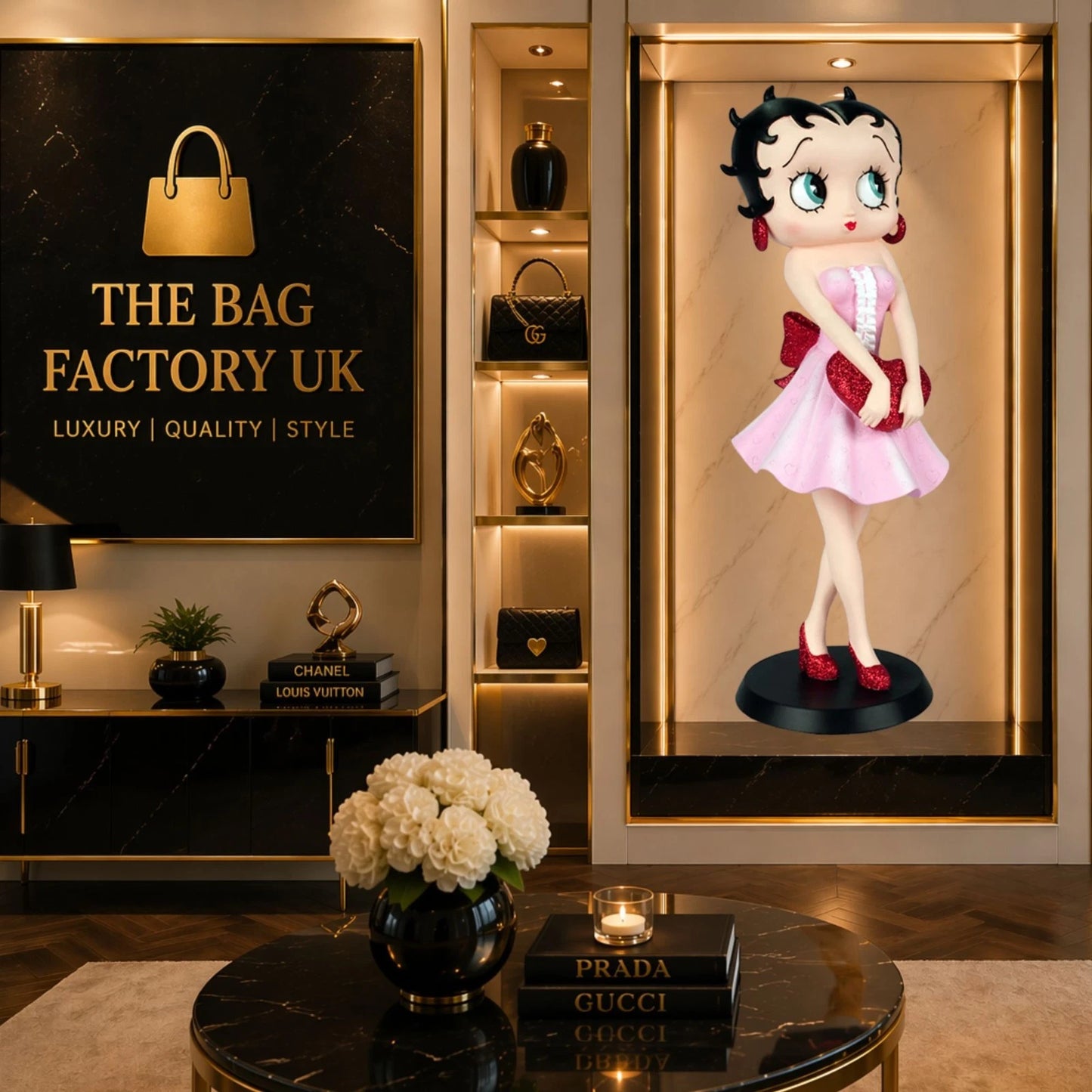 NEW BETTY BOOP HOLDING RED HEART FIGURINE 32CM VINTAGE ORNAMENT GIFT UK STOCK