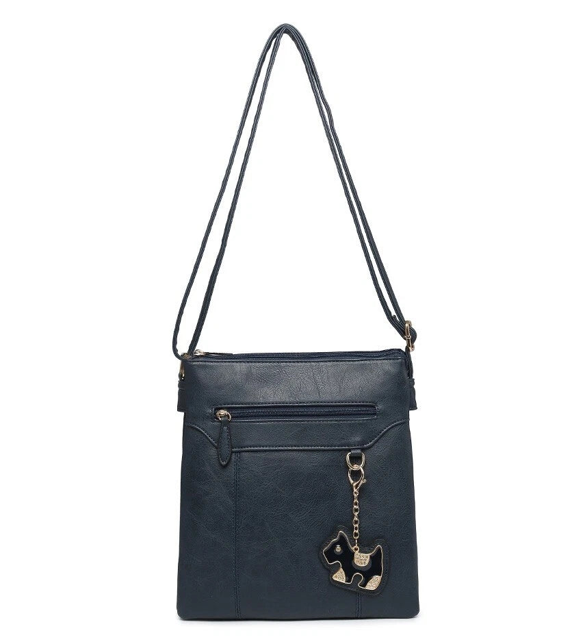 BOUTIQUE VEGAN LEATHER CROSSBODY/SHOULDER WOMEN'S DOG-BAG CHARM HANDBAG UK STOCK