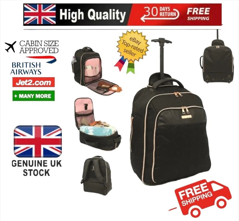 CABIN APPROVED WHEELED RUCKSACK | TRAVEL LAPTOP BAG, ROLLING BACKPACK, HOLDAL UK