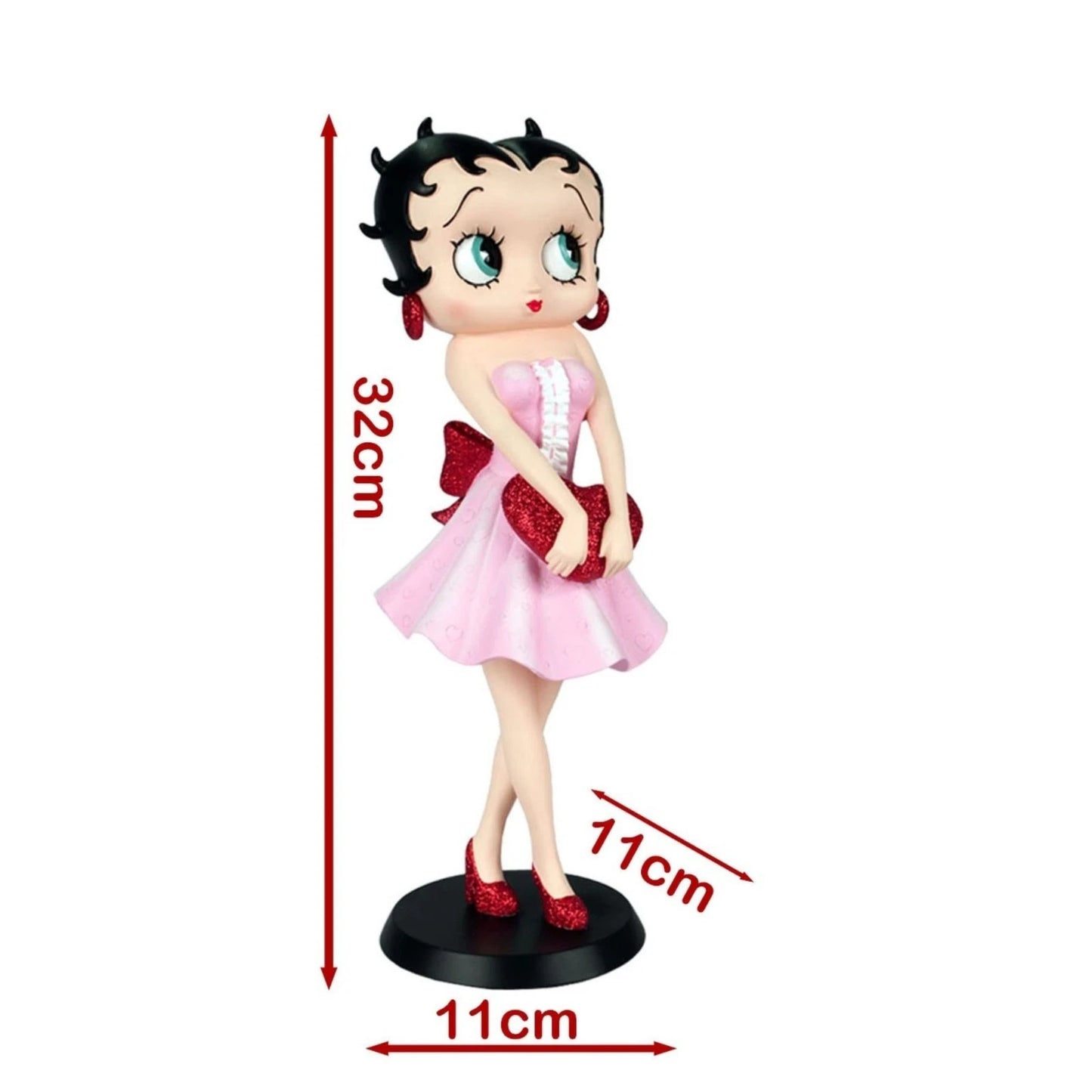NEW BETTY BOOP HOLDING RED HEART FIGURINE 32CM VINTAGE ORNAMENT GIFT UK STOCK