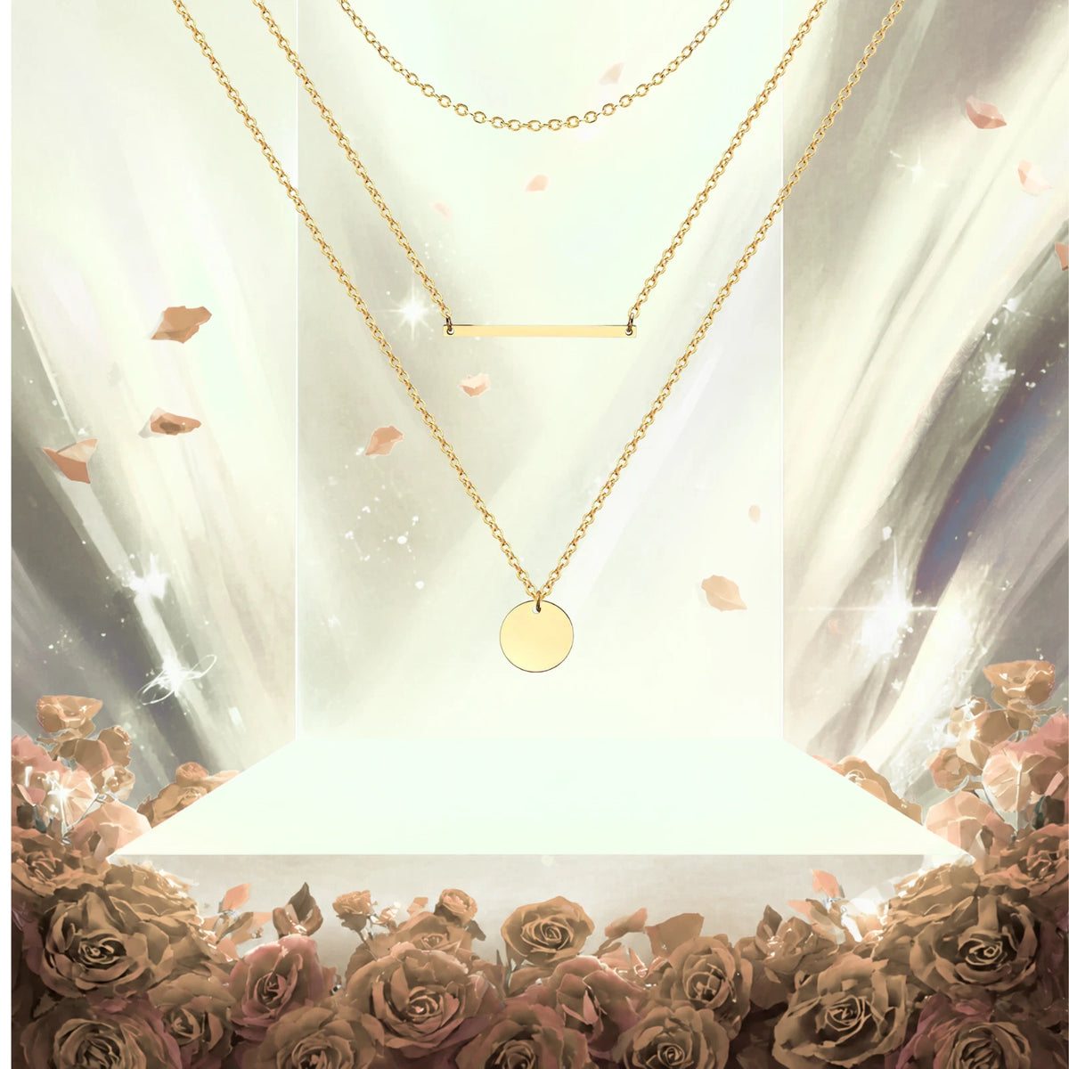 LADIES 18K GOLD PLATED PENDANT NECKLACE WATERPROOF HYPOALLERGENIC TARNISH FREE