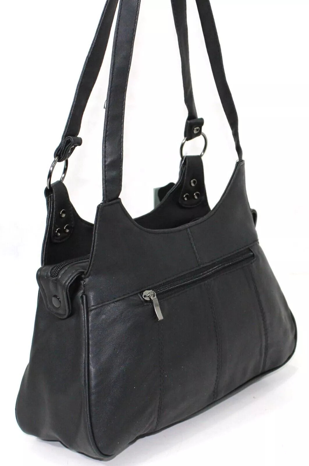 WOMEN'S GENUINE REAL LEATHER ORGANISER SHOULDER BAG WITH MULTI POCKETS HANDBAG UK STOCK