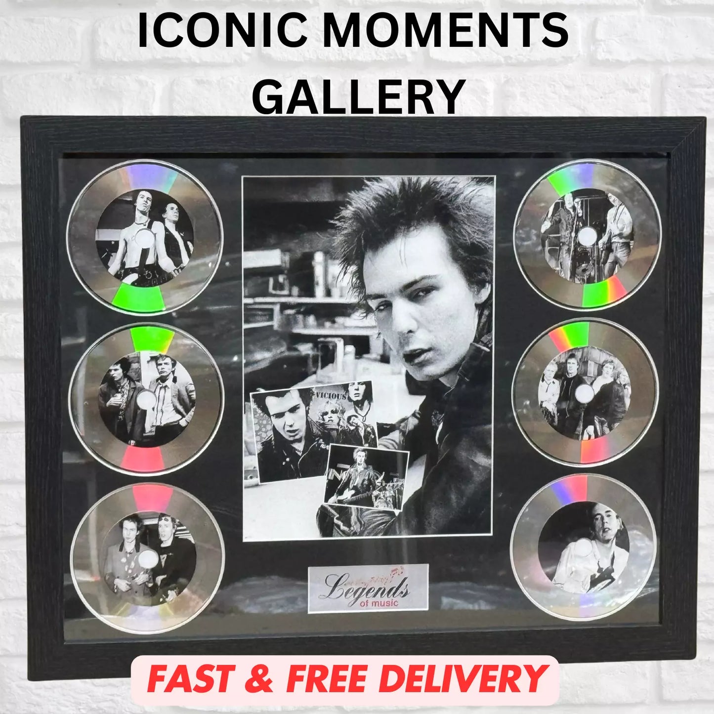 SID VICIOUS – SEX PISTOLS FRAMED MEMORABILIA DISC SET | LEGENDS OF MUSIC UK STOCK